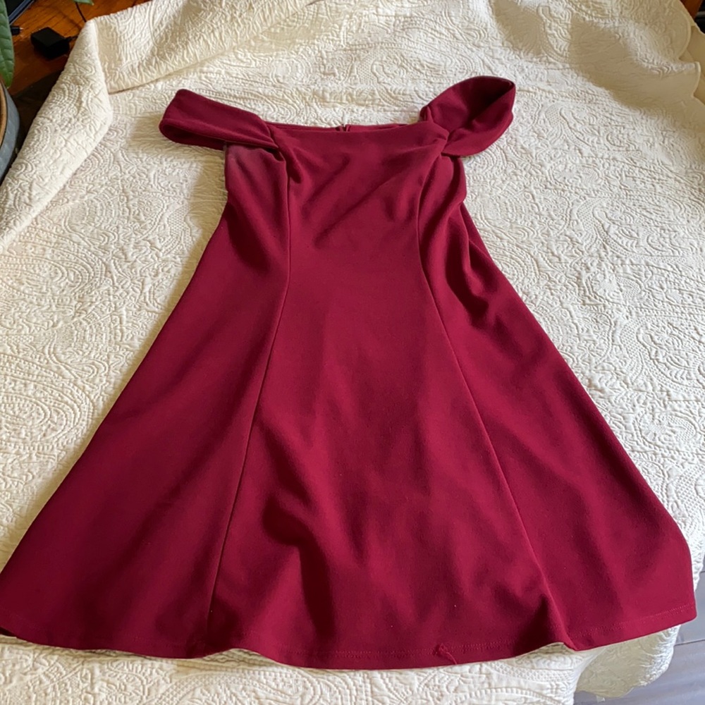 TeezeMe Red Semi Formal Off the Shoulder Dress